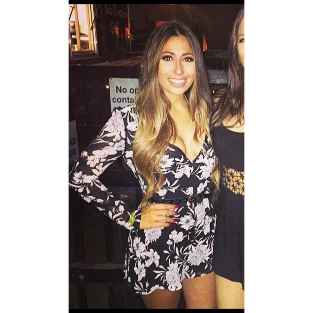 Black Floral Romper- Low Cut!
